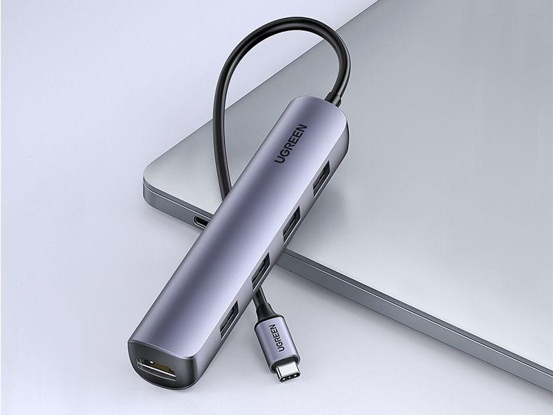 محول يوجرين CM417، USB-C إلى 4 منافذ USB 3.0، HDMI