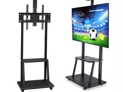 Rotatable and Adjustable Portable TV Monitor Stand with Movable Wheels