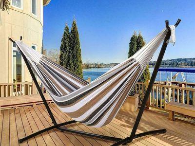 Double Oversized Hammock with Metal Stand and Carrying Bag