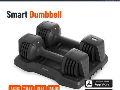 Porodo Smart Double Dumbbell Adjustable from 2.5 to 12.5 lbs