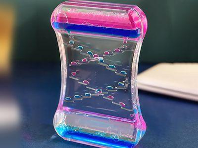 Decorative Hourglass with Moving Liquid and Bubbles, Unique Design for Stress Relief