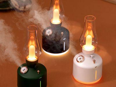 Portable Air Humidifier with Retro Style USB rechargeable LED Night Light Kerosene Bedside Lamp