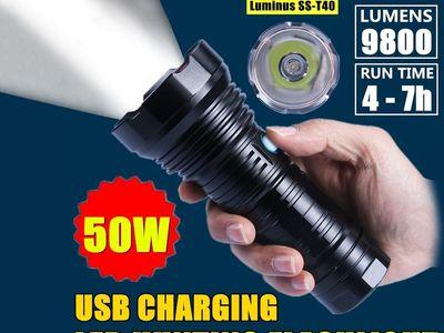 Luminus SST40 Outdoor Professional Hunting LED Flashlight USB Charging Ultra Bright Tactical Torch