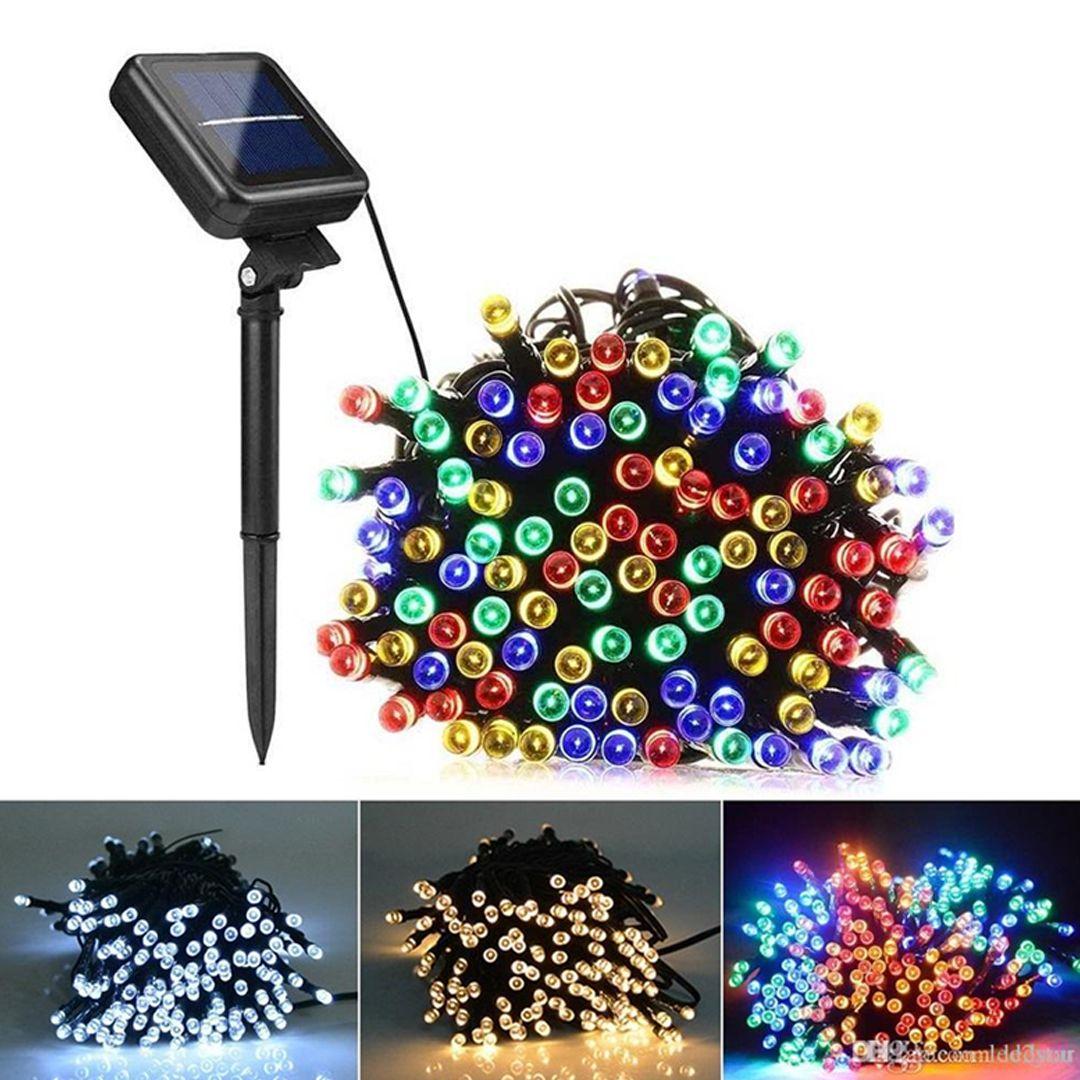 شريط اضاءة LED ملونة بطول 12 متر (100 لمبة LED) يعمل بالطاقة الشمسية مقاوم للماء رائع لتزيين ديكور المنزل، الحديقة والحفلات 