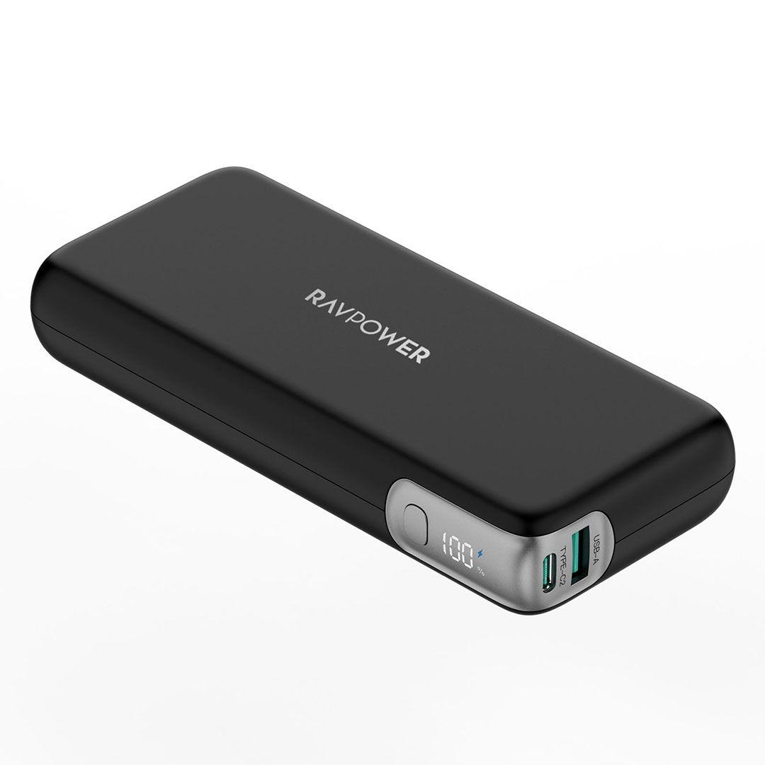 باور بانك RAVPower RP-PB201 Pro بسعة 20000mAh وقوة  65 واط مع منفذين Type-C ومنفذ USB   