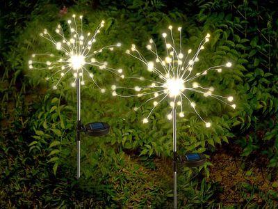 Solar Starburst Stake Light Warm White LED Solar Starburst Lights with 2 Lighting Modes