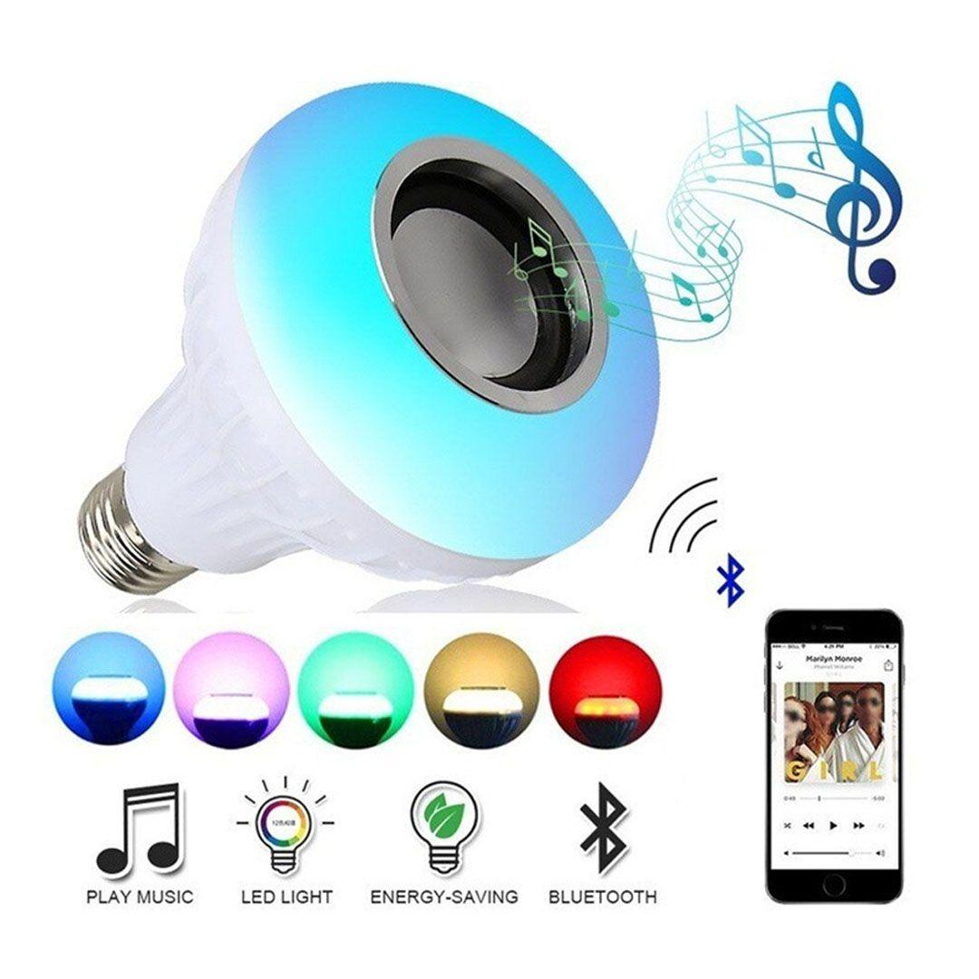 مصباح LED RGB اضاءة متعددة الألوان مع سماعة بلوتوث وريموت للتحكم عن بعد مع امكانية التحكم في شدة ولون الاضاءة