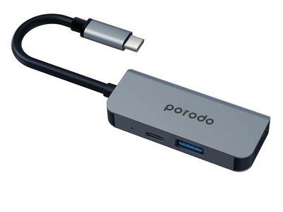 Porodo 3 in 1 Aluminum USB-C Hub 4K HDMI PD 87W