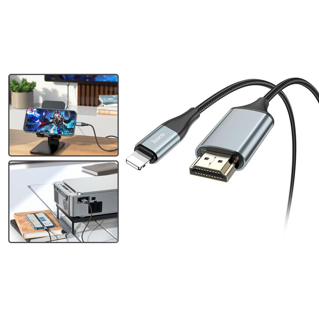 كابل Hoco UA15 Lightning to HDMI بطول 2 متر يدعم إخراج 1080p HD