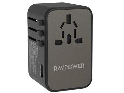 RAVPOWER RP-PC1043 75W Fast Charging Travel Charger with 3 USB Ports and Type-C Port