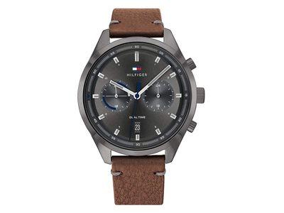 TOMMY HILFIGER Multifunction Leather Brown Men's Watch