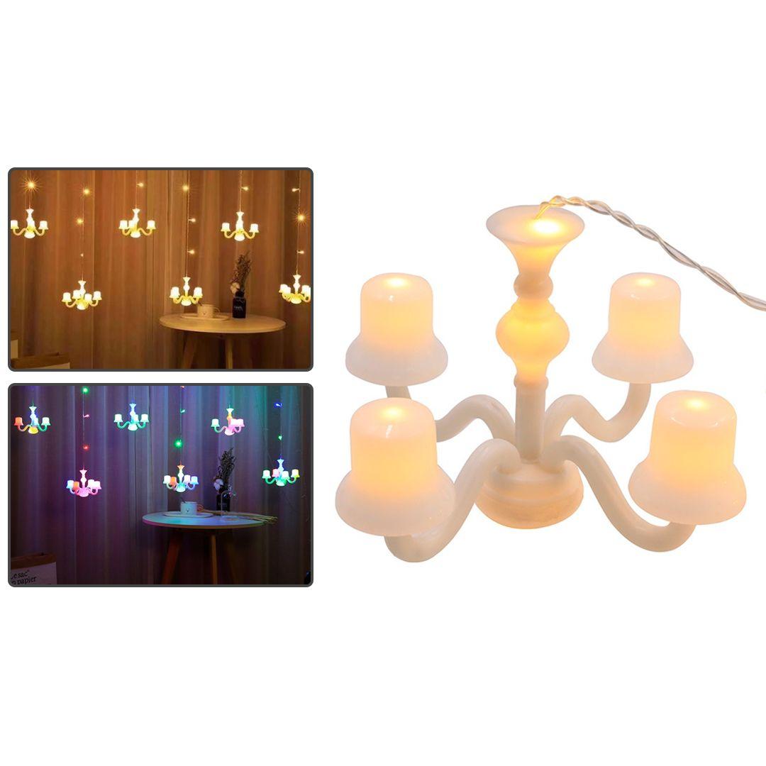 6 Chandelier LED Curtain String Lights with Different Flashing Modes for Home Decoration