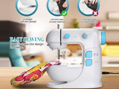 Mini Sewing Machine for Beginners, with Extension Table, Foot Pedal, 2-Speed Double Thread