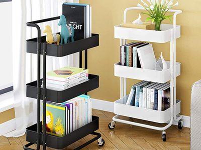 Rolling Cart 3-Layer Storage Rack Removable Mesh Trolley Rolling Organizer Kitchen Washroom Storage Trolley