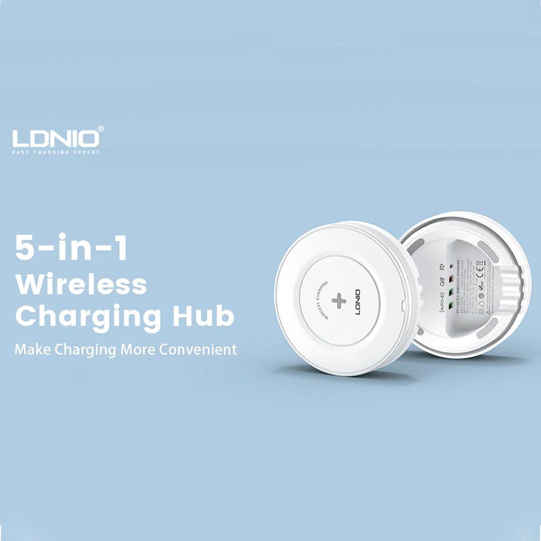 شاحن لاسلكي من LDNIO مع 4 منافذ تدعم الشحن السريع PD/QC3.0