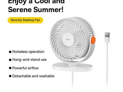 Baseus Serenity Desktop Fan Powerful and Strong Wind 3 Gears Adjustable