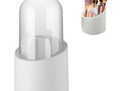 360 Degree Rotating Makeup Organizer with Clear Lid and 7 Compartments