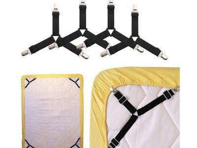 Adjustable Bed Sheet Clips Set Non-Slip 4-Piece Perfect Fit for All Kinds of Beds