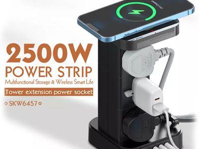 LDNIO (SKW6457) Power Strip  2500W 4 USB Ports 15W Wireless Charging Supports PD Technology