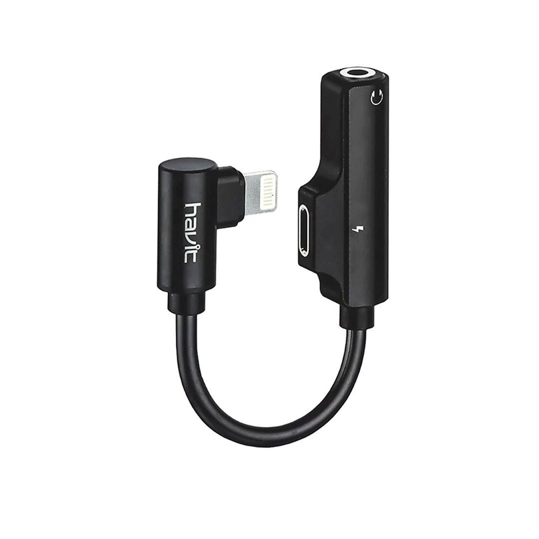 كابل Havit H663 lightning Male to lightning Female and 3.5mm audio cable adapter