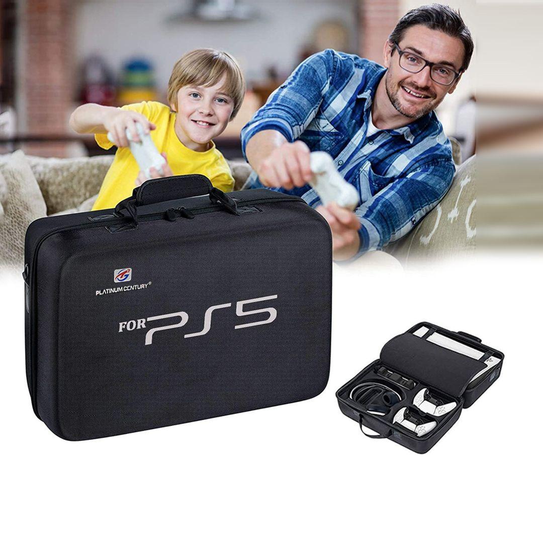 حقيبة كتف لتخزين جهاز PS5 حقيبة فاخرة مقاومة للماء والصدمات قابلة للتعديل سعة كبيرة مناسبة للسفر