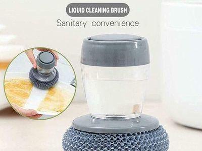 Stainless Steel Pressure 2 in 1 Washer Brush With Liquid Soap Dispenser Versatile Kitchen Tool Ergonomic Design