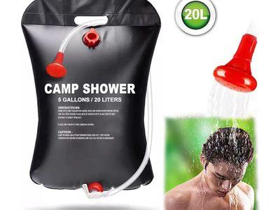 20L Solar Shower Bag for Camping with Removable Hose and Interchangeable Shower Head