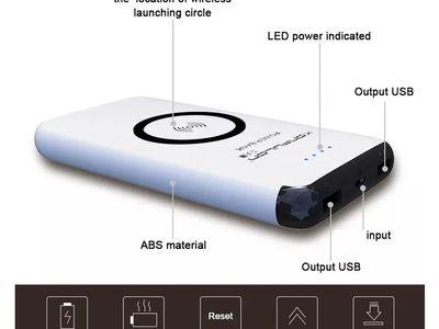 Konfulon M12W Wireless Powerbank 10000mAh with 2 USB Ports