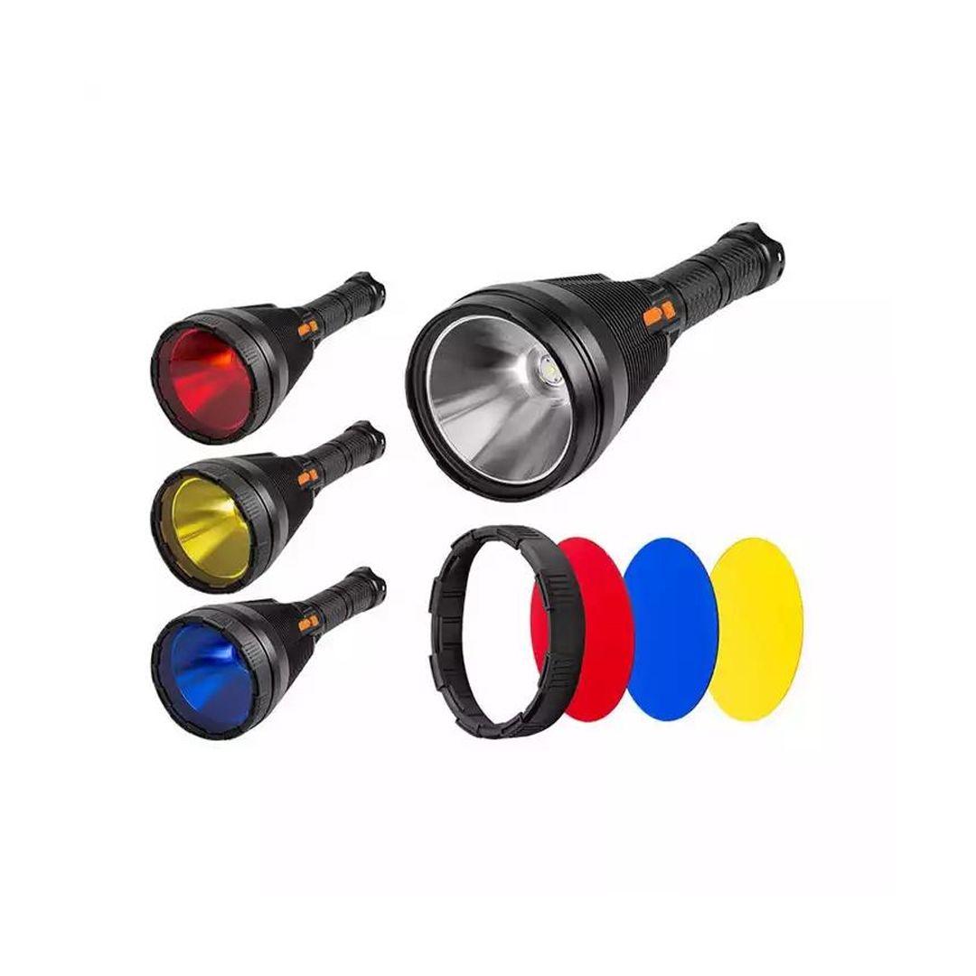 مصباح LED يدوي كبير بكشافات تكتيكية 5 أوضاع قابلة للتعديل مقاوم للماء وقابل للشحن Type-C فائق السطوع بقوة تصل الى 100000 لومن  
