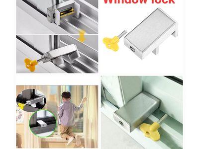 Adjustable Window Lock With Key, Stainless Steel Anti Theft Lock To Keep Kids Safe At Home