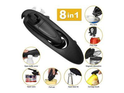 8-in-1 Stainless Steel Multifunctional Safety Opener With Manual Side Cutting