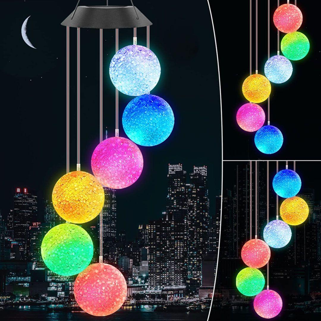 Solar Color Changing Ball Wind Chimes LED Decorative Waterproof Outdoor Lights