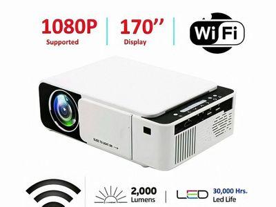 Borrego T5 Wi-Fi 1080P Projector and Speakers with 5 Connection Ports Easily Connect to Multiple Devices