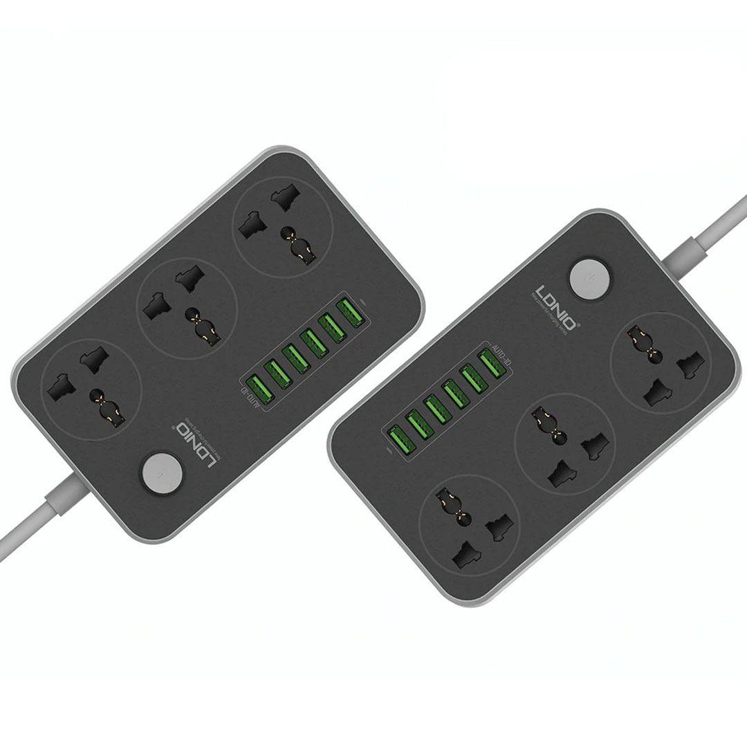 مشترك LDNIO SC3604 مع 3 مقابس كهرباء و 6 منافذ USB