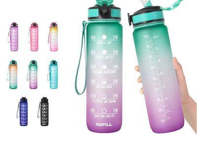 Motivational Water Bottle 1L Portable Leak Proof Reusable BPA Free