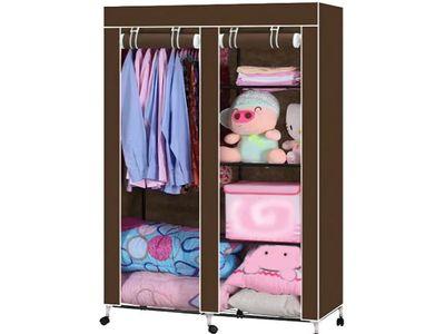 Large Movable Cloth Wardrobe with 5 Shelves Water and Dust-Resistant Easy to Install Strong and Durable