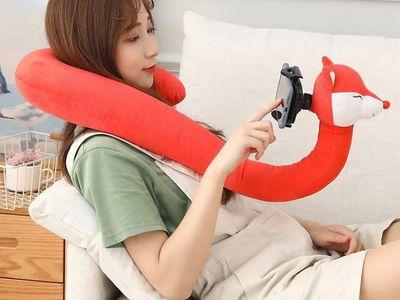 U-shaped Cartoon Animal Pillow Mobile Phone Holder Neck Hanging Adjustable Lazy Bracket