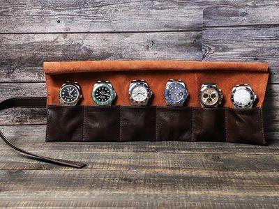 High-Quality Watch Case with Six Slots Crafted from Soft, Durable Natural Leather for Protecting your Watches