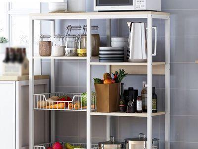 4-Tier Multipurpose Kitchen Rack With 2 Wire Basket for Keeping Spices, Utensils, Vegetables and Fruits