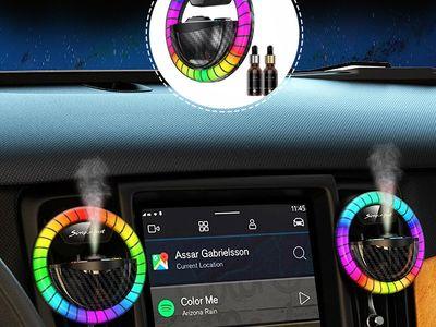 Car aroma diffuser with RGB lighting effects synchronized with music and different automatic spray modes