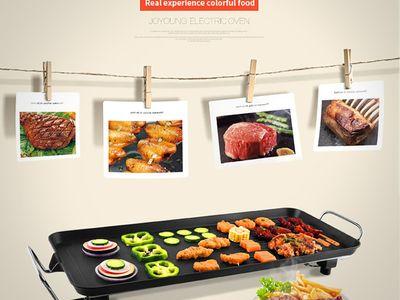 Large Electric Non-Stick Grill1500W with Adjustable Thermostat and Non-Slip Padded Legs