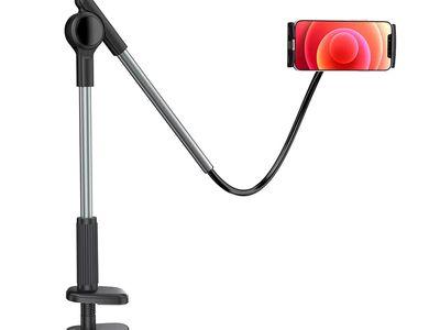 Flexible iPad Stand With Bendable Arm and 360 Degree Mounting Clip