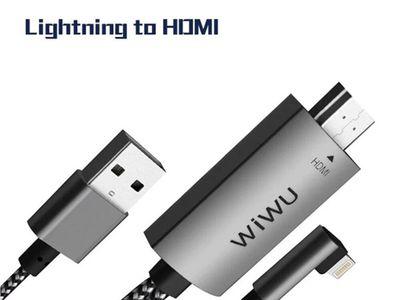 كيبل WIWU X7 للآيفون من Lightning إلى HDMI للعرض من الهاتف على الشاشة بدقة عالية 4k  