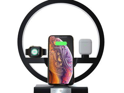 MultiFunction Desk Lamp Wireless Charger With Nightlight, 3 In 1 Charging Station Holder