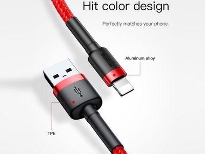 Baseus Cafule 1.5A Quick Charge Lightning Cable for Apple iPhone & iPad 300cm (Black or Red) 