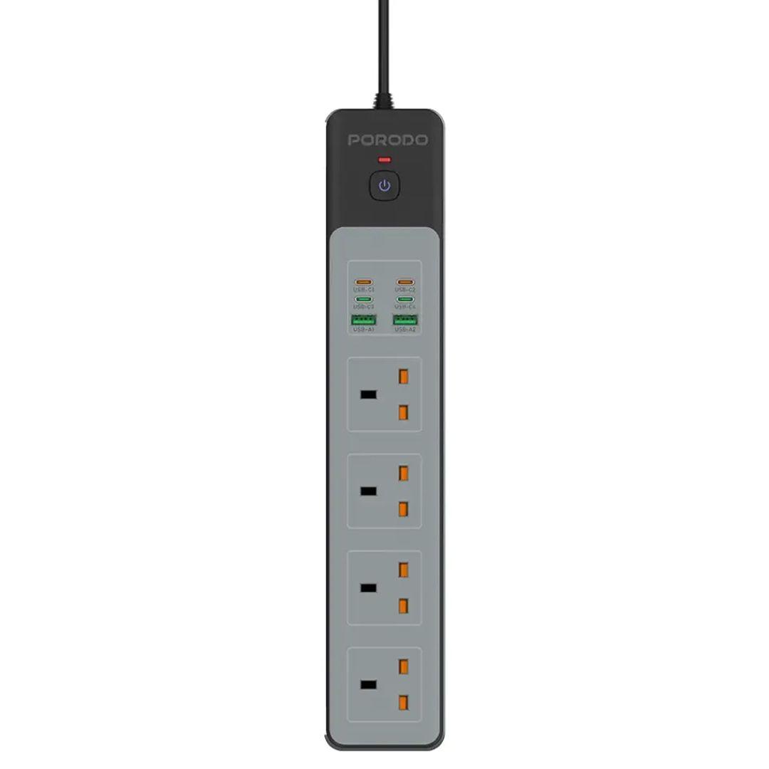 مشترك بورودو 4 مخارج كهرباء 65W و4 منافذ USB-C ومنفذين USB-A بقوة 3000 واط