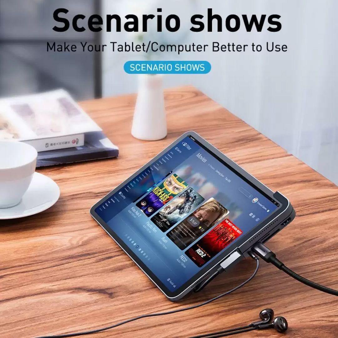 موزع  Baseus Type C متعدد المنافذ (HDMI - USB 3.0 - SD Slot - 3.5mm Jack - Type C PD port) 