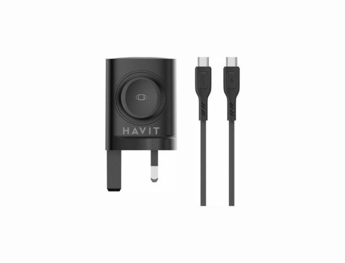 شاحن Havit UC132 بمنفذين مع كيبل USB-C إلى USB-C PD