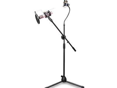 3 in 1 Proffessional Tripod Microphone & Phone Stand (Floor Type) Support With Angle Adjustment