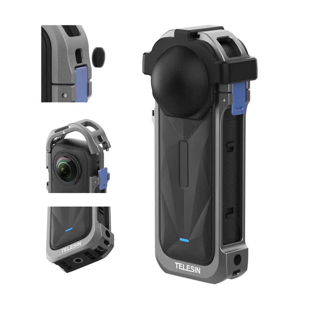 كفر حماية ألومنيوم من تيليسين لكاميرا Insta360 X5 مع نظام قفل سريع